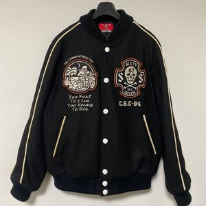 美品 クリームソーダ ワッペン アワード ジャケット M cream soda 骸骨スカル ロカビリー rockabillyピンクドラゴン PINKDRAGONスタジャン