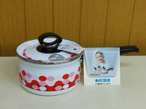 gg1540● 【デッドストック】ZOUJIRUSHI/象印 ホーロー片手鍋(16cm)1.5L ESA-16 ENATOP エナトップ HORO 琺瑯 ピンク ドット レトロ/80