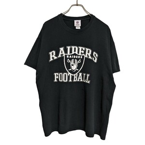 好デザイン！NFL RAIDERS ヴィンテージTシャツ XLサイズ ブラック黒 ビンテージ古着 USA古着 クルーネック コットンレイダース公式正規品