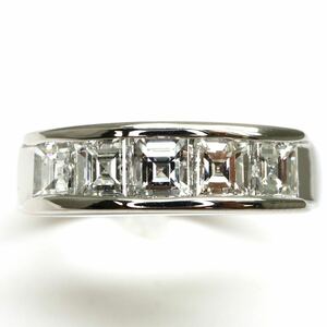 美品!!高品質!!1ct!!◆Pt900 天然ダイヤモンド一文字リング◆J 約5.6g 約12号 プリンセスdiamond ring指輪 jewelry ジュエリー EH1/EH6