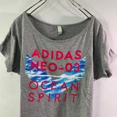 adidas neo 半袖 Tシャツ サイズM ビッグプリント スポーツミックス