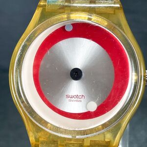 SWATCH スウォッチ AG2002 腕時計 アナログ クオーツ スケルトン シルバー文字盤 レッド ラバーバンド 新品電池交換済み 動作確認済み