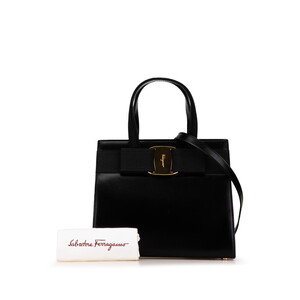 サルヴァトーレフェラガモ ヴァラ リボン ハンドバッグ ショルダーバッグ 2WAY BA21 4178 ブラック Salvatore Ferragamo 【中古】