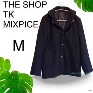 ★訳あり★ THE SHOP TK MIXPICE ザショップティーケー ジャケット コート ウール混 M ネイビー　送料無料　古着　メンズ