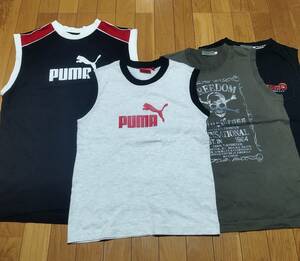 4枚セット男子　プーマ　PUMA 150 美品　グレーX黒　Tシャツ　