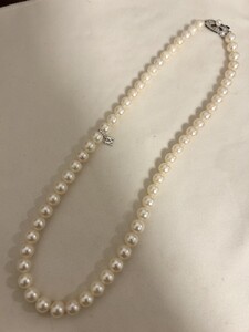 ミキモト 6.5mm 7mm Mチャーム　パール 真珠　ネックレス アコヤ　天然　41cm MIKIMOTO アクセサリー