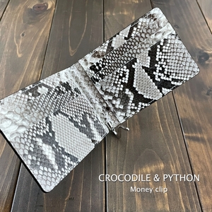 CROCODILE クロコダイル × パイソン マネークリップ ブラック スモールクロコダイス ポロサス 財布