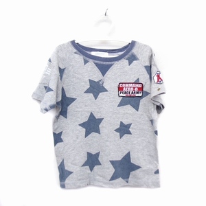 AERO BUX 子供服 Tシャツ カットソー 半袖 ワッペン 星柄 スタッズ コットン 綿 110 グレー 灰 ネイビー 紺 /HT6 キッズ