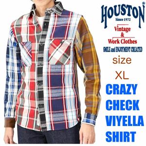 ヒューストン シャツ CRAZY CHECK VIYELLA SHIRT クレイジーチェック ヴィエラシャツ XL