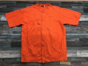 Dickies ディッキーズ メンズ 前ボタン 半袖コットン カーディガン L オレンジ