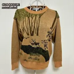 【CROCODILE】鹿の世界感♡デザインニットセーター（M）ウール　日本製