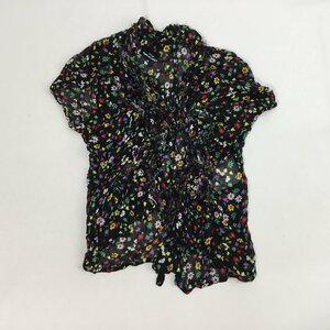 ■tricot COMME des GARCONS トリココムデギャルソン トップス 花柄 フック アシンメトリー 変形 サイズ M ブラック /0.12kg ■