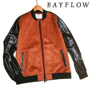 新品! BAYFLOW ベイフロー フェイクスエード ブルゾン スタジャン オレンジ 2 (S) ☆ メンズ ショート丈 ジャケット ストレッチ 橙×黒 ★