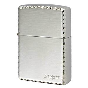 Zippo ジッポライター ジッポ ロゴ クロスリューター彫刻 ENGRAVE Cross Cut ZIPPO LOGO 銀メッキサテーナ 2SS-ZRT