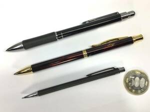 【昭和レトロ 廃番品】PLATINUM シャープペン ZeroShin 0.5 MZ ブラック＋セイラー ミニ 黒 0.5＋PILOT Cavalier ボールペン 、3本まとめて