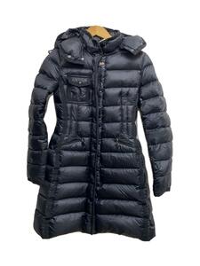 MONCLER◆HERMINE/ロングダウンジャケット/00/ナイロン/BLK/無地