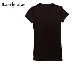 【1000円～】★美品 正規 USA製 RALPH LAUREN ラルフローレン コットン 半袖Tシャツ ダークブラウン S