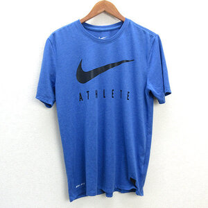 s■ナイキ/THE NIKE TEE DRI-FIT スウォッシュロゴプリント 半袖Tシャツ【L】青/MENS/36【中古】