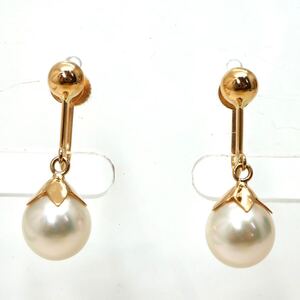 【箱付き!!】TASAKI(田崎真珠)▼K18 アコヤ本真珠イヤリング▼J 約2.6g earring パール jewelry ジュエリー EA7/EA8 S61