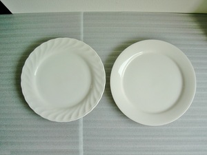 シルキーウェーブ&テーブルパーク シンプル 白 お皿2枚セット 昭和 洋食器(MARUTA/中皿/デザート/ケーキ/ライス/ディナー/プレート/取り皿)