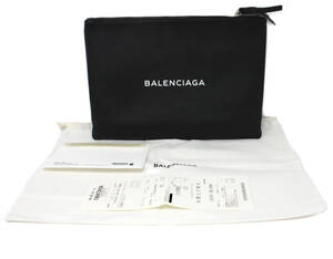 ◇美品 正規品 領収書付属 BALENCIAGA バレンシアガ 485110 クラッチバッグ エブリデイ ロゴクリップ Ｍ ブラック レザー