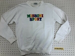 MISSONI SPORT ミッソーニ メンズ ロゴ刺繍 レトロ スウェットトレーナー M 白