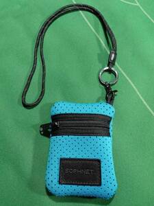 □SOPHNETソフネット ネオプレン素材 ネックストラップ付 ポーチ BONDING NECK POUCH ターコイズ 美品!!!□