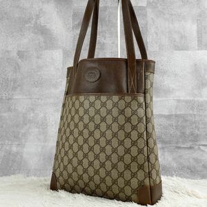 美品 OLD GUCCI オールドグッチ ビジネスバッグ トート ハンド ビジネス PVC レザー ファスナー インターロッキング ステッチ GG柄 大容量 