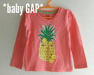 未使用 海外購入　ビタミンカラー　 baby GAP ロンT 　キラキラ　パイナップル　シャツ ラメ 立体 90 95 2Y　長袖　 未使用