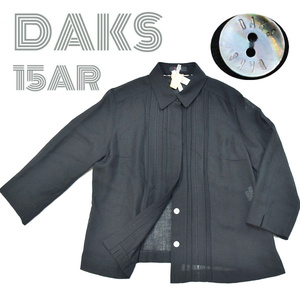 DAKS■大きめ15号　カシミヤ混シアー長袖シャツブラウス　透け感　春夏トップス　レディース 　ブラック黒　ダックス 