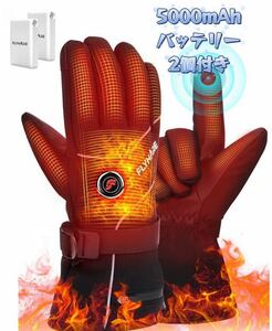 電熱手袋 電熱グローブ ヒーターグローブ テリー手袋 スキー手袋 3段階温度調節