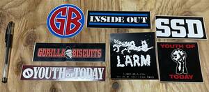 YOUTH OF TODAY、GORILLA BISCUITS、SSD、INSIDE OUT、LARM ステッカー7枚セット