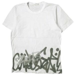 COMME des GARCONS コムデギャルソン 21SS 日本製 ヘムプリントTシャツ GG-T042 S WHITE 半袖 ペイントロゴ トップス g18720