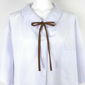 【1本】スクール 紐タイ 棒タイ 制服 無地 ナイロン 茶 中古 TAI-1-BR VI