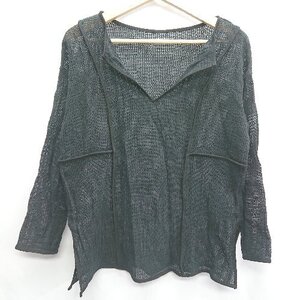 ◇ ⊂ CIAOPANIC TYPY メッシュ スキッパー Vネック 長袖 カットソー サイズF ブラック レディース E