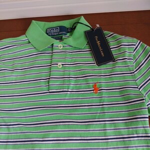 【未使用新品】【タグ付き】POLO RALPH LAUREN　ラルフローレン ポロシャツ 正規品　POLO グリーン ボーダー 半袖ポロシャツ RALPH　緑色