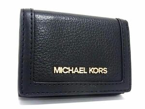 ■極美品■ MICHAEL KORS マイケルコース レザー 三つ折り 財布 ウォレット 小銭入れ 札入れ カード入れ ブラック系 DE4113