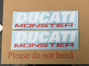 海外　限定品　送料込み Ducati Monster Petrol tank decal sticker ドゥカティ ステッカー 2枚セット 140mm x 36mm ホワイト　ステッカー