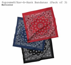 Supreme HAV-A-HANK Bandanas (Pack of 3) 24SS 新品 未使用 未開封 シュプリーム ハバハンク バンダナ 3枚 セット Red Navy Black