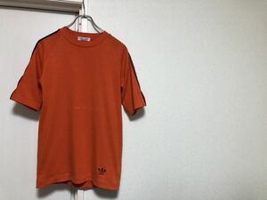 【送料込み】 80sヴィンテージMADE IN JAPAN日本製デサント期 アディダスadidasオレンジカラーTシャツsize M