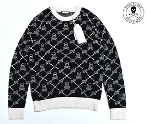 【送料無料】新品 MARK & LONA Ruler Fulling Crew Sweater 46 ブラック マークアンドロナ ニットセーター スカル 