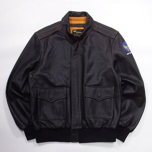 美品 Willis & Geiger A-2 レザーフライト ジャケット ブラック XL ウィリスアンドガイガー