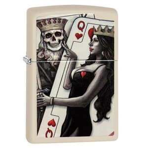 ZIPPO スカルキング トランプ 29393 マットクリーム ジッポー オイルライター Skull King Queen