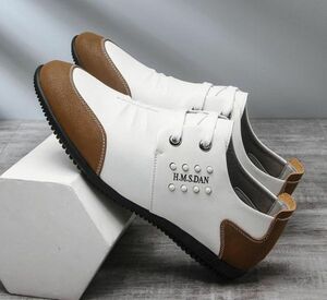 新品 / 上質 メンズ スニーカー インソール シークレットシューズ 紳士靴 ドライビングシューズ / ホワイト 24cm-27cmサイズ選択可