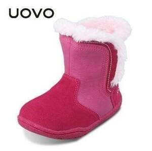Uovo女の子ブーツフェイクファーソフト唯一の冬のブーツ_ピンク_14.5cm