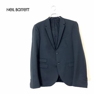 1O1581-D◆美品◆ イタリア製 Neil Barrett ニールバレット テーラードジャケット シングル 総裏 2B ◆ size50 ブラック 黒 ウール ポリ