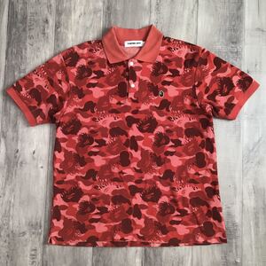 ★激レア★ Fire camo ポロシャツ Mサイズ a bathing ape BAPE エイプ ベイプ アベイシングエイプ ファイヤーカモ flame red camo m13