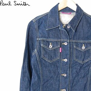 ポールスミスジーンズPaul Smith JEANS■デニムジャケット ジージャン ロゴ入りスナップボタン■40■ネイビー ※NK4717366