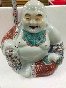 美品 中国美術 置物 陶器 粉彩 布袋 江西　 景徳鎮 