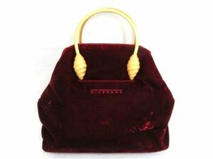 ジバンシー ジバンシィ GIVENCHY ハンドバッグ がま口 ベロア ワインレッド系 縦24.8×底幅28.8×マチ11cm 本体のみ 経年使用保管 中古 ■